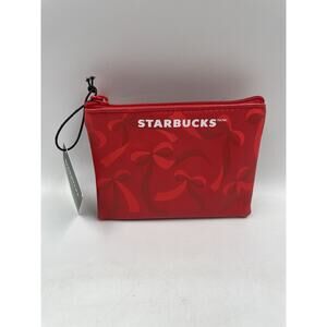 Starbucks 2025 Holiday Red Ribbon Card Pouch With Key Ring Holder NEW